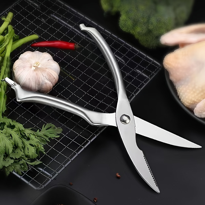 Kitchen Scissors, Multifunctional Stainless Steel Food Scissors, Chicken  Bone Meat Fishing Crab Greens Cutting Trimming Scissors - Temu