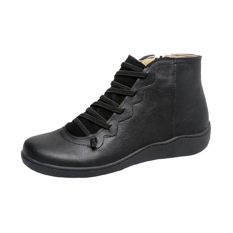 Ladies black flat clearance lace up boots