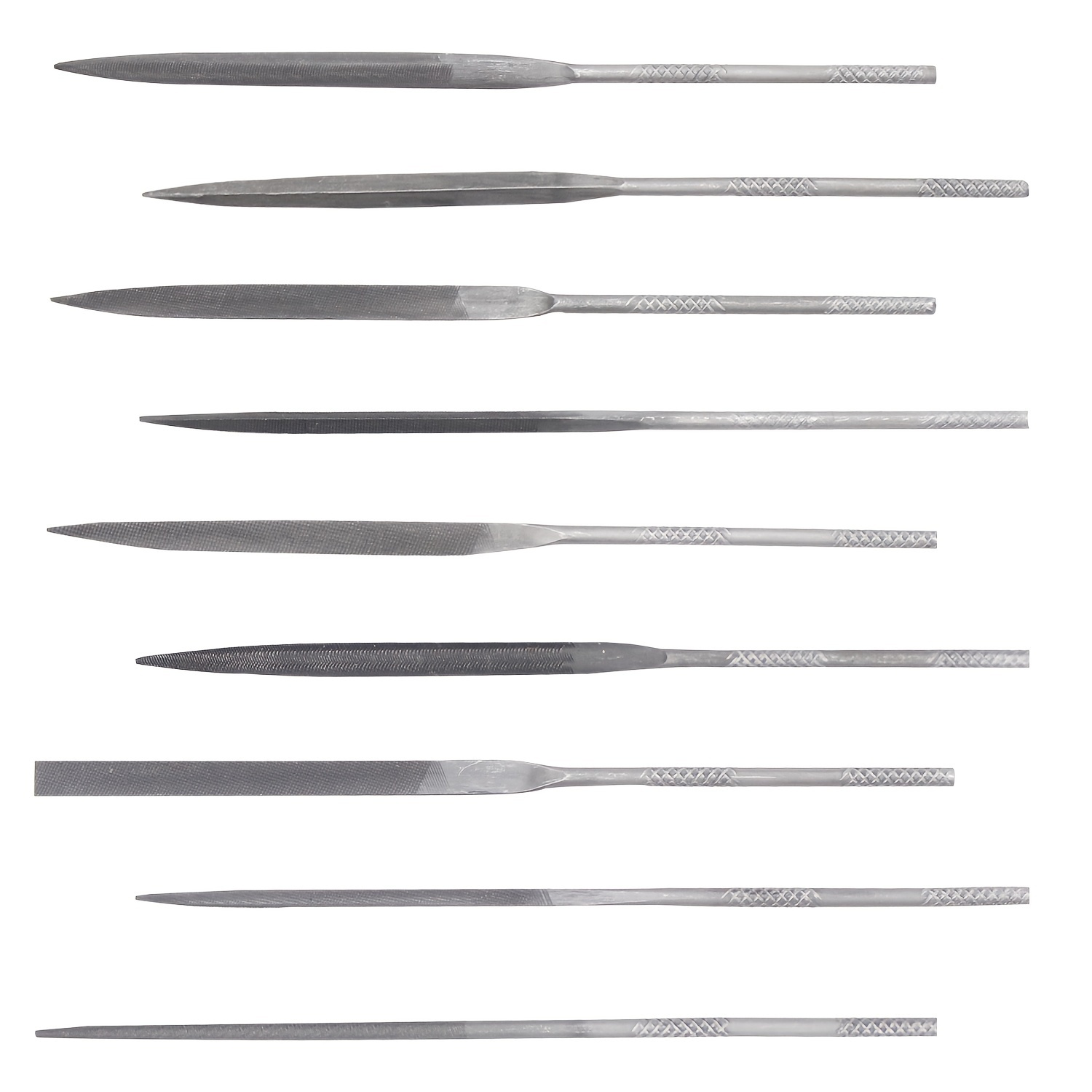 

10pcs Needle File Set Without Handles, 5.5'' Swiss Pattern File, Double Cut With Medium Teeth, Ideal For Precise And Detailed Work As Model Shaping, Deburring, Metal Wood Etc.