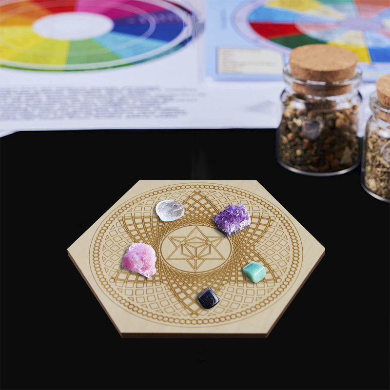 6 8 Wooden Crystal Grid Board Wooden Divination Board - Temu