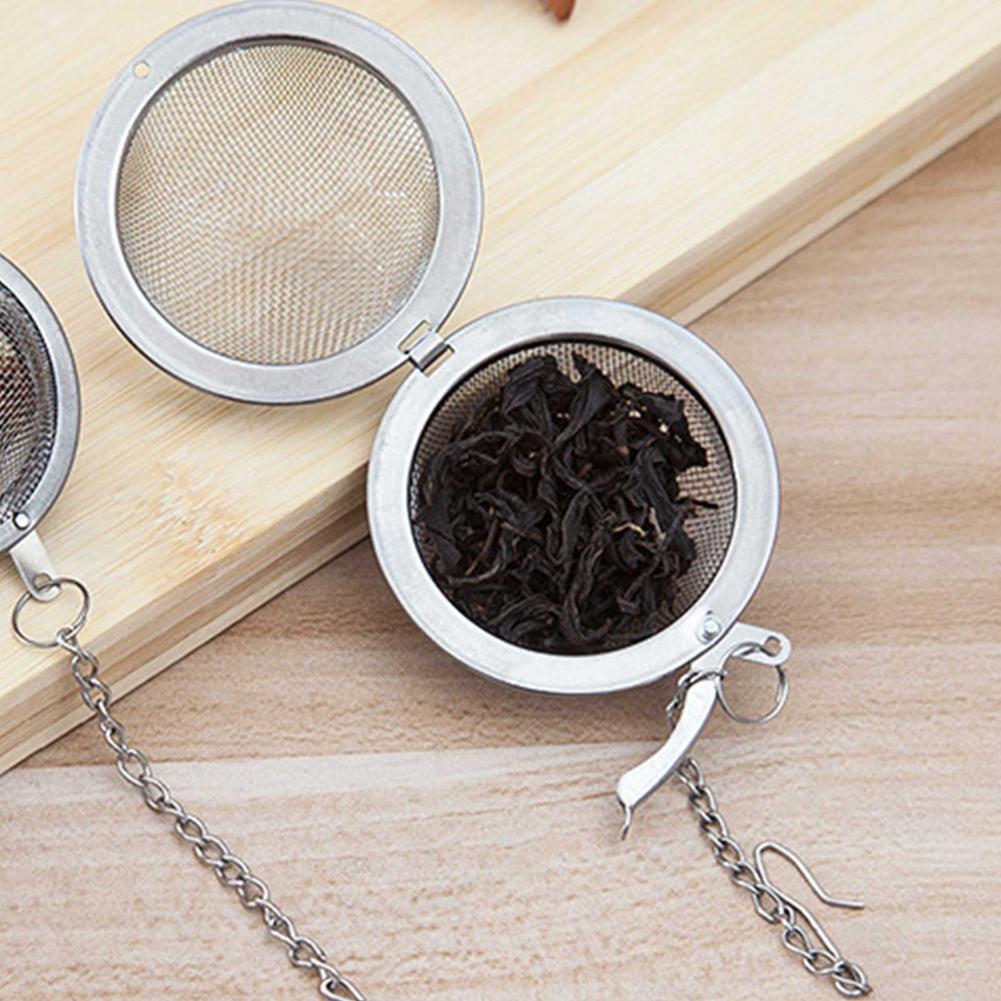 3pcs set stainless steel seasoning balls with mesh strainers ideal for tea soup stew   kitchen infusers with chains details 3