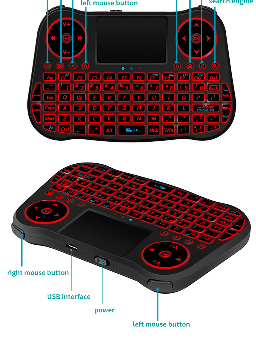 Mini teclado inalámbrico retroiluminado – TBGComputer