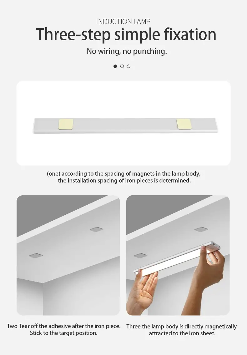 1pc Ultra thin Smart Led Human Body Induction Lamp Rechargeable Long Strip Magnetic Suction Self adhesive Wine Cabinet Wardrobe Cabinet Light Strip Light Belt