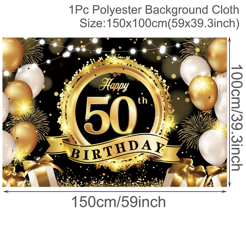 Black Golden Birthday Party Decorations Banner For 30th 40th 50th Birthday  Background Anniversary Banner Decorations Supplies For Indoor Outdoor  Scenes - Toys & Games - Temu