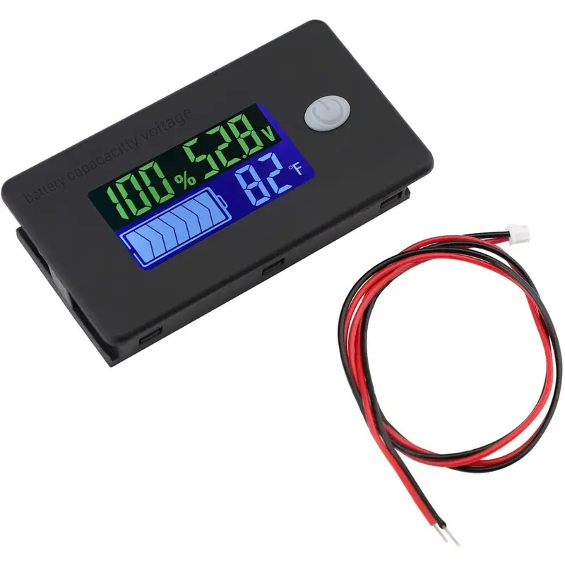 Monitor Your Marine RV Battery Capacity with this 10-100V Volt Monitor -  12V, 24V, 48V, 60V, 72V, Lithium Battery Voltage & Fahrenheit Temperature  Ind