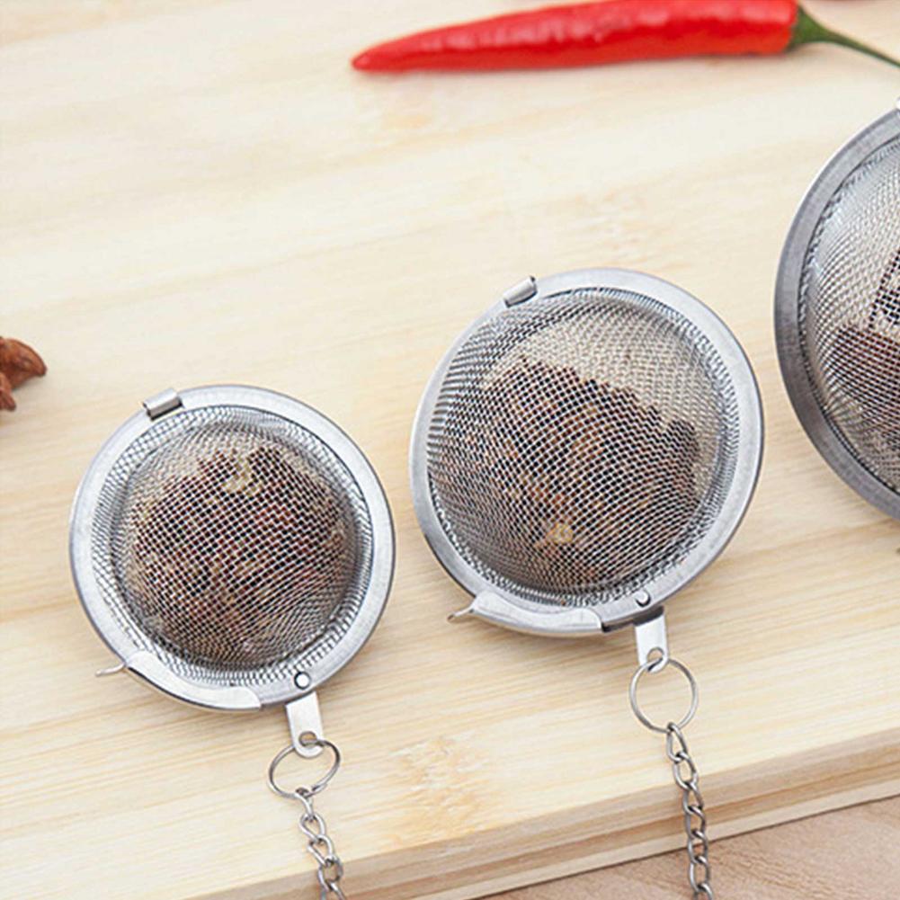 3pcs set stainless steel seasoning balls with mesh strainers ideal for tea soup stew   kitchen infusers with chains details 2