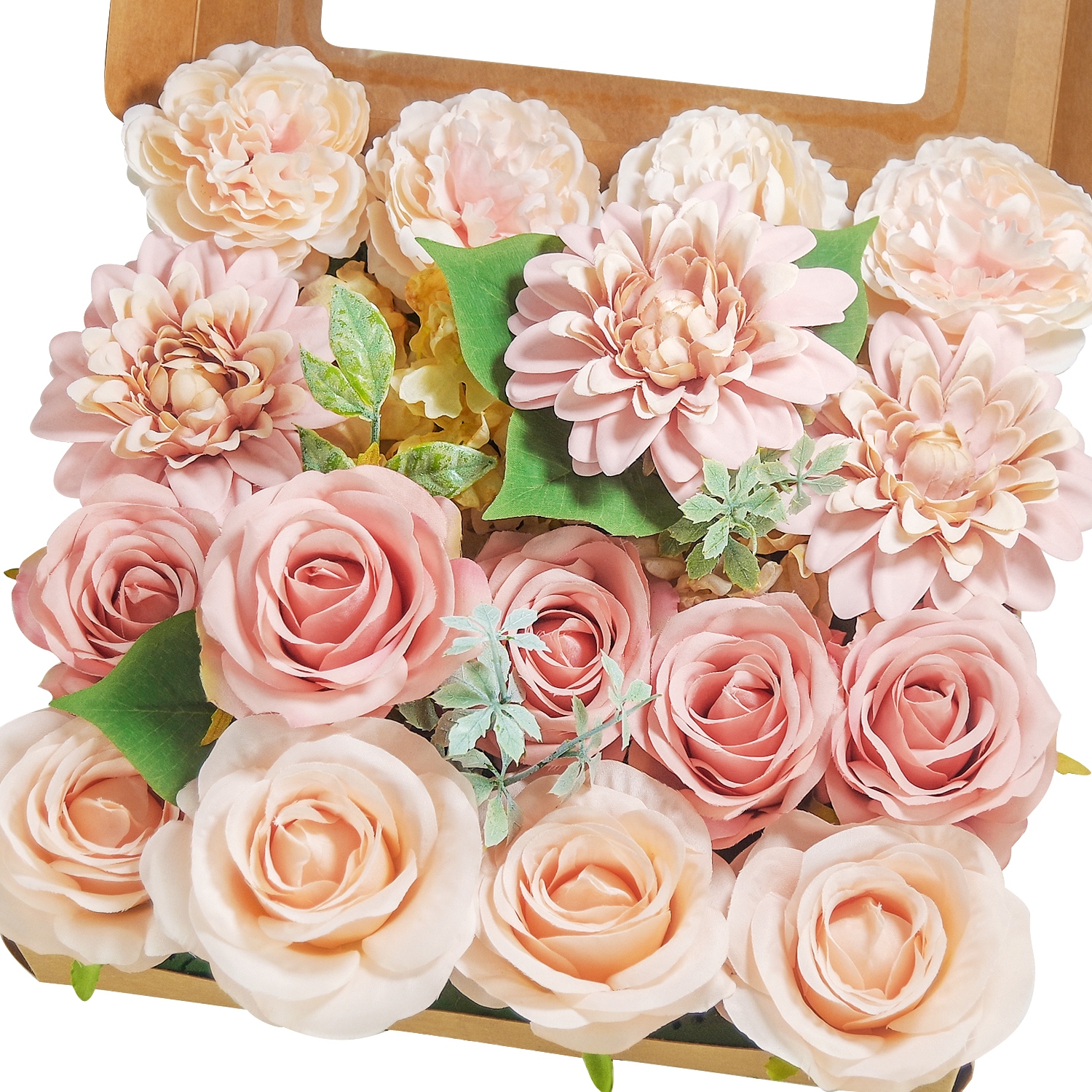 Diy Artificial Flowers Combo Box Set,Mixed Silk Faux Flowers With