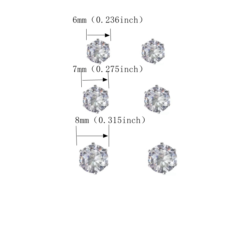 1 Par Pendientes Imán Brillantes Circonita 8 Mm Cómodos - Temu