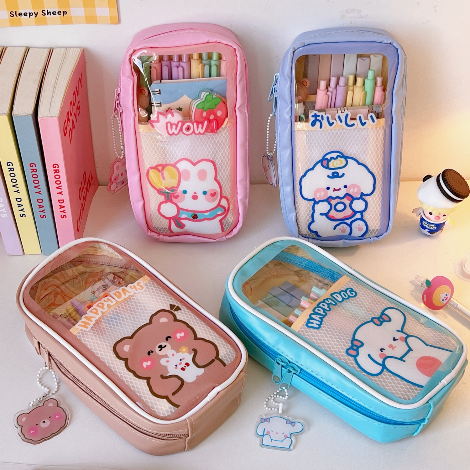 JAPANESE PENCIL CASE Transparent Large-capacity Student Cute Girl  Stationery ZW $12.11 - PicClick AU