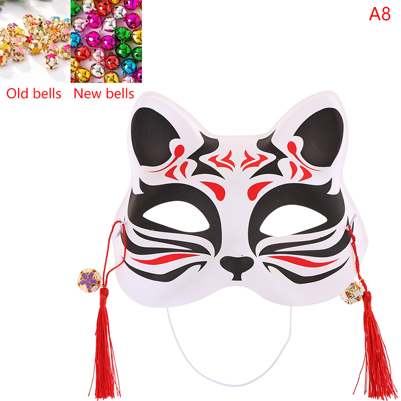 Anime Half Face Fox Mask Hand painted Cat Nine tailed Fox - Temu Australia