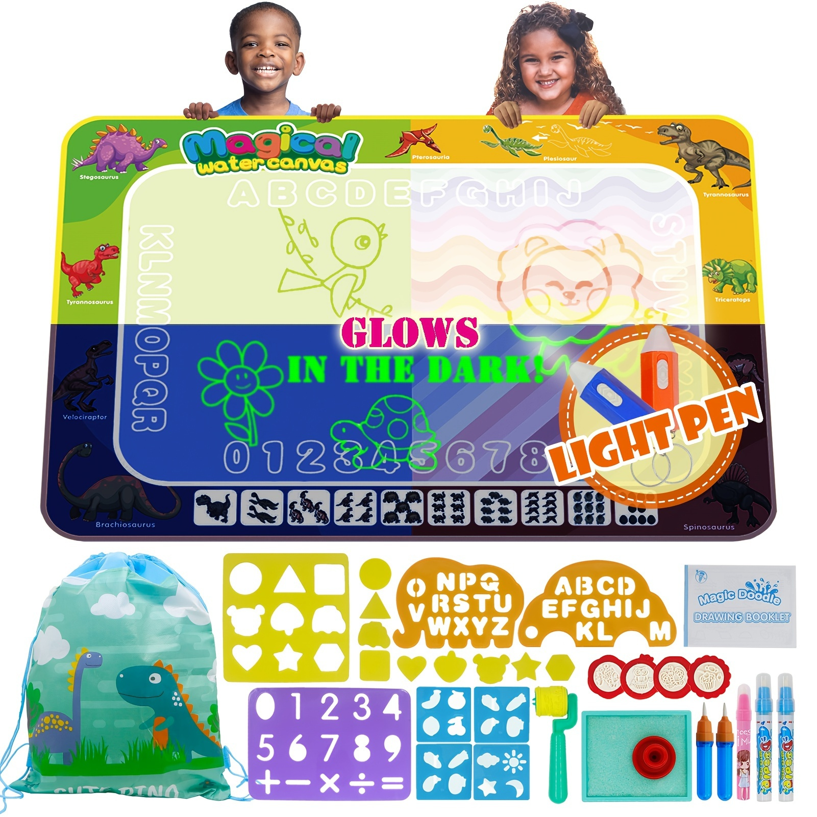 teytoy Water Drawing Mat, 2 Pcs Kids Writing Doodle Painting Board Toy