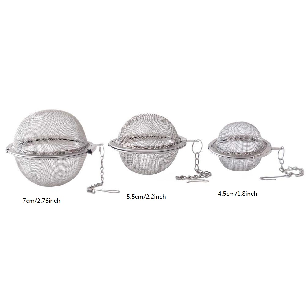 3pcs set stainless steel seasoning balls with mesh strainers ideal for tea soup stew   kitchen infusers with chains details 7