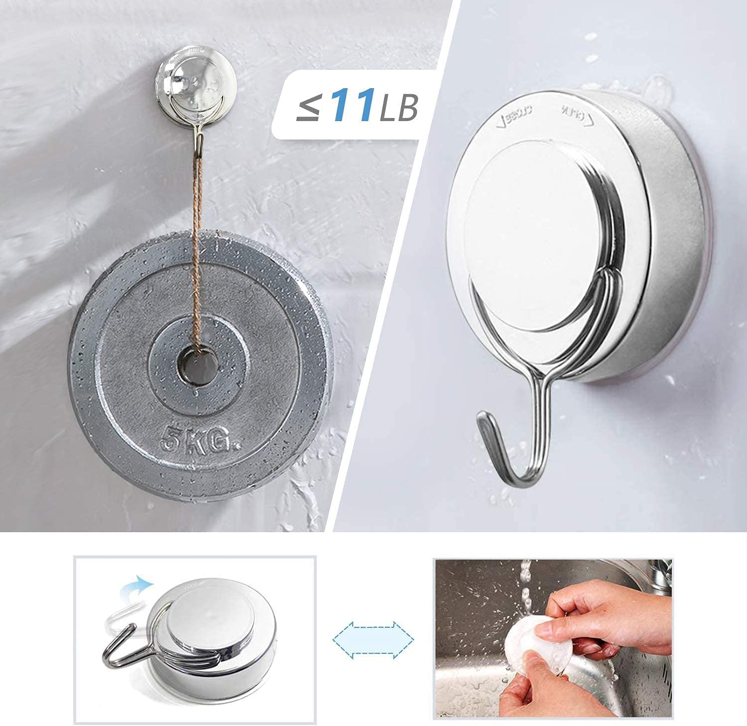 Heavy duty Polished Chrome plated Suction Cup Hooks Easy - Temu