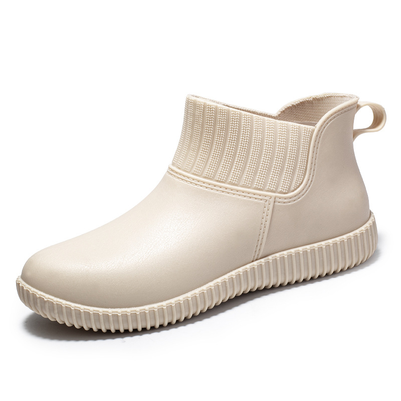Women's Platform Ankle Rain Boots, Waterproof Solid Color Slip on Shoes, Outdoor Non-Slip Shoes,Temu