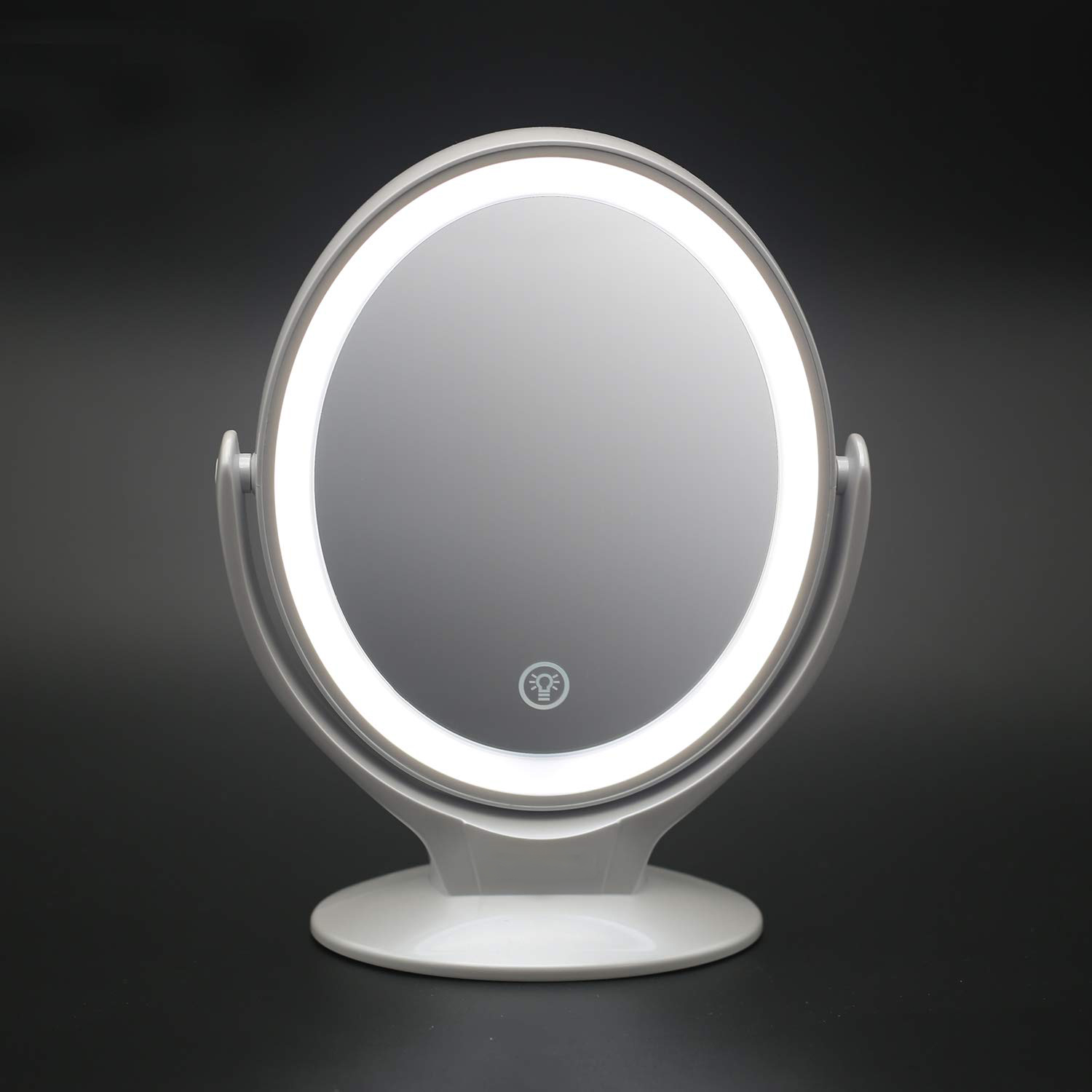 Makeup Mirror With Light, Double-sided 1x/7x Magnifying Mirror,usb  Rechargeable, 360° Rotating Freestanding Led Mirror For Makeup Temu