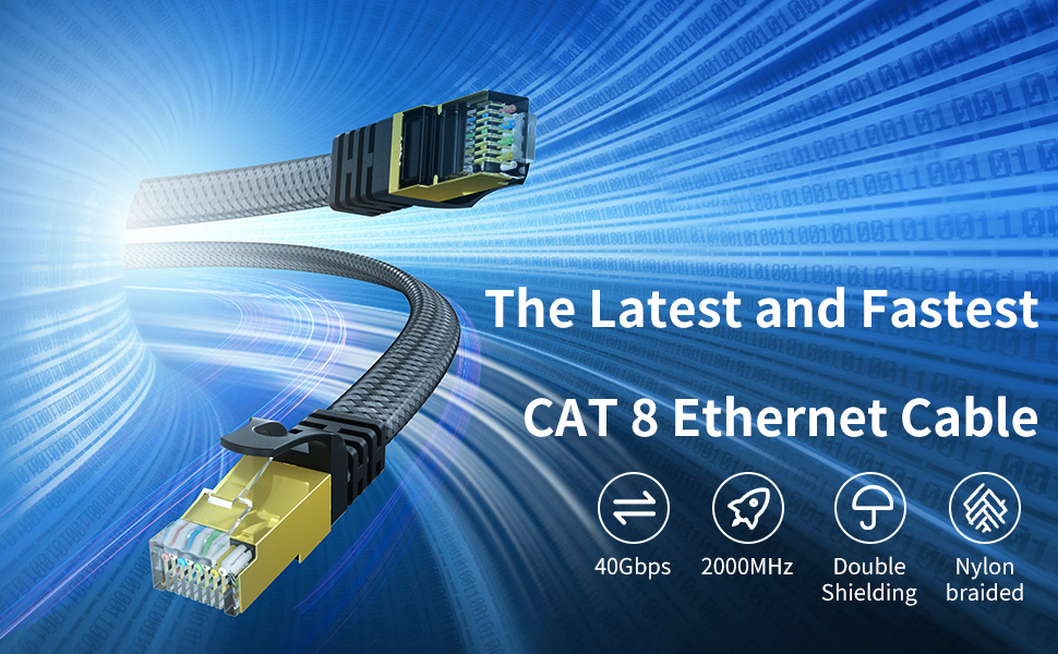 Gigabit High Speed Cat8 Network Cable: 40gbps/2000mhz Rj49 Connector  Ethernet Cord For Gaming/switch/modem/router/xbox Compatible With  Cat7/cat6/cat /cat5 Temu