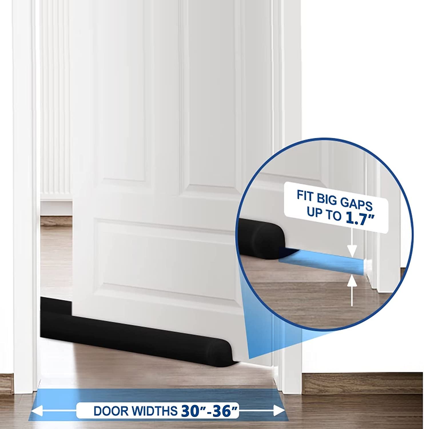 1 pieza de bloqueador debajo de la puerta, tapón de tiro de la puerta,  cortable y lavable, burlete para reducir el ruido, barridos de puerta  ajustable