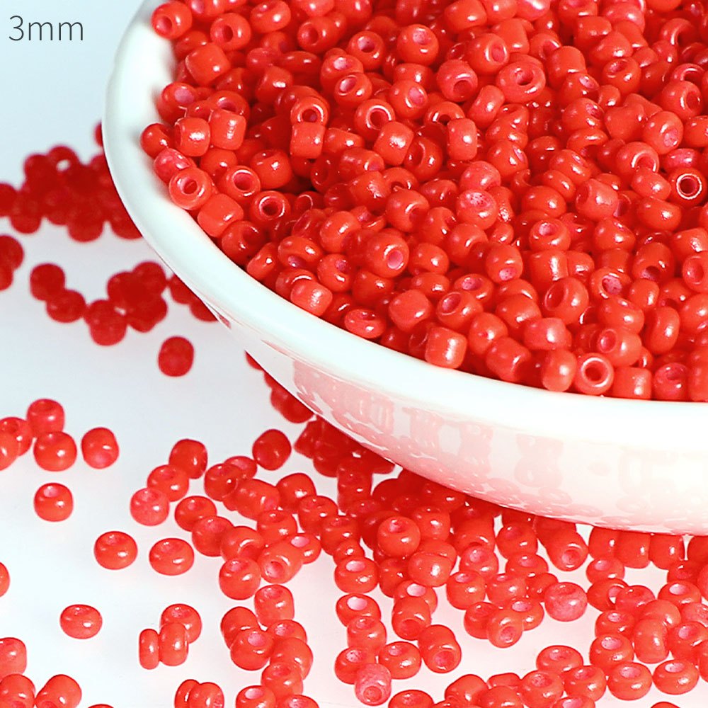 Opaque Red size 15 glass beads, DBS0723