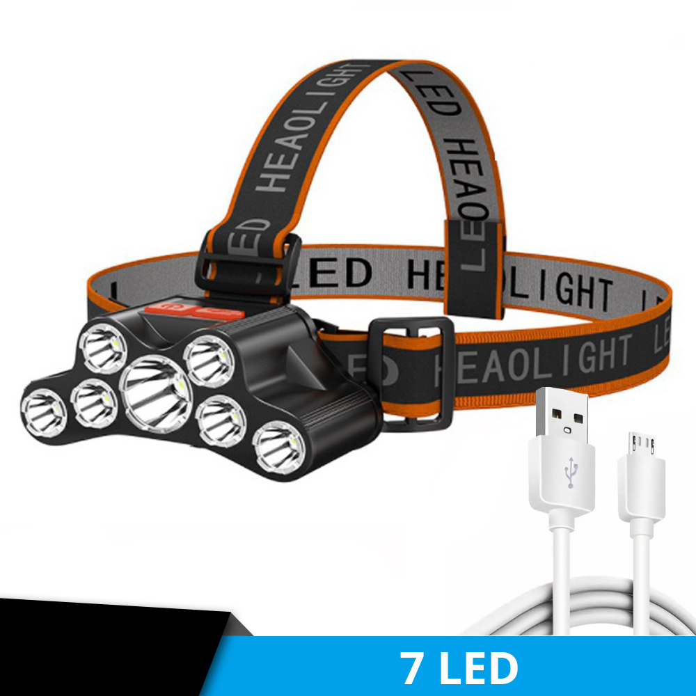 Linterna Frontal Recargable Por USB 7 LED