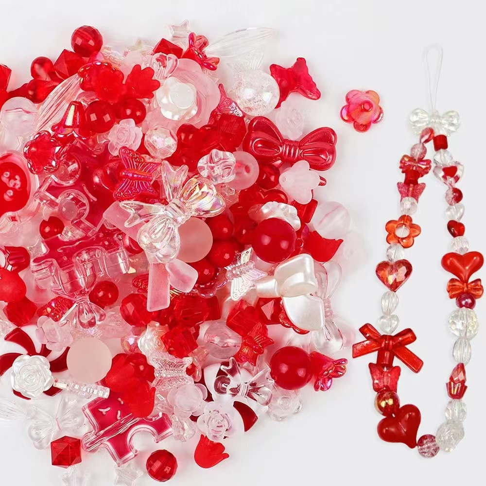 Acrylic Transparent Square beads (Red) - Loose Beads - Bead Beauty, Handcrafted Bags