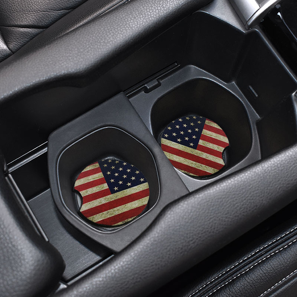 Show Your Patriotism With This American Flag Decal & Car Coaster Set