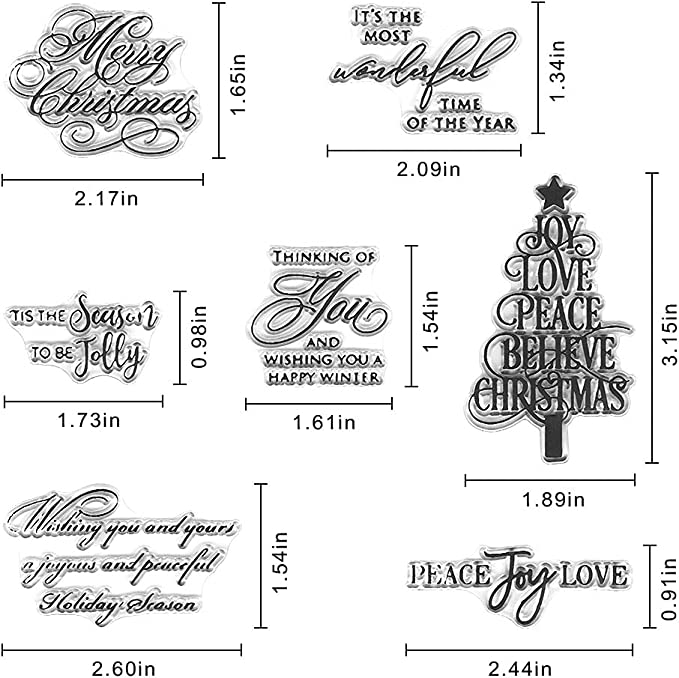 QISKAII, Merry Christmas Blessing Words Clear Stamps for Card Making  Decorati