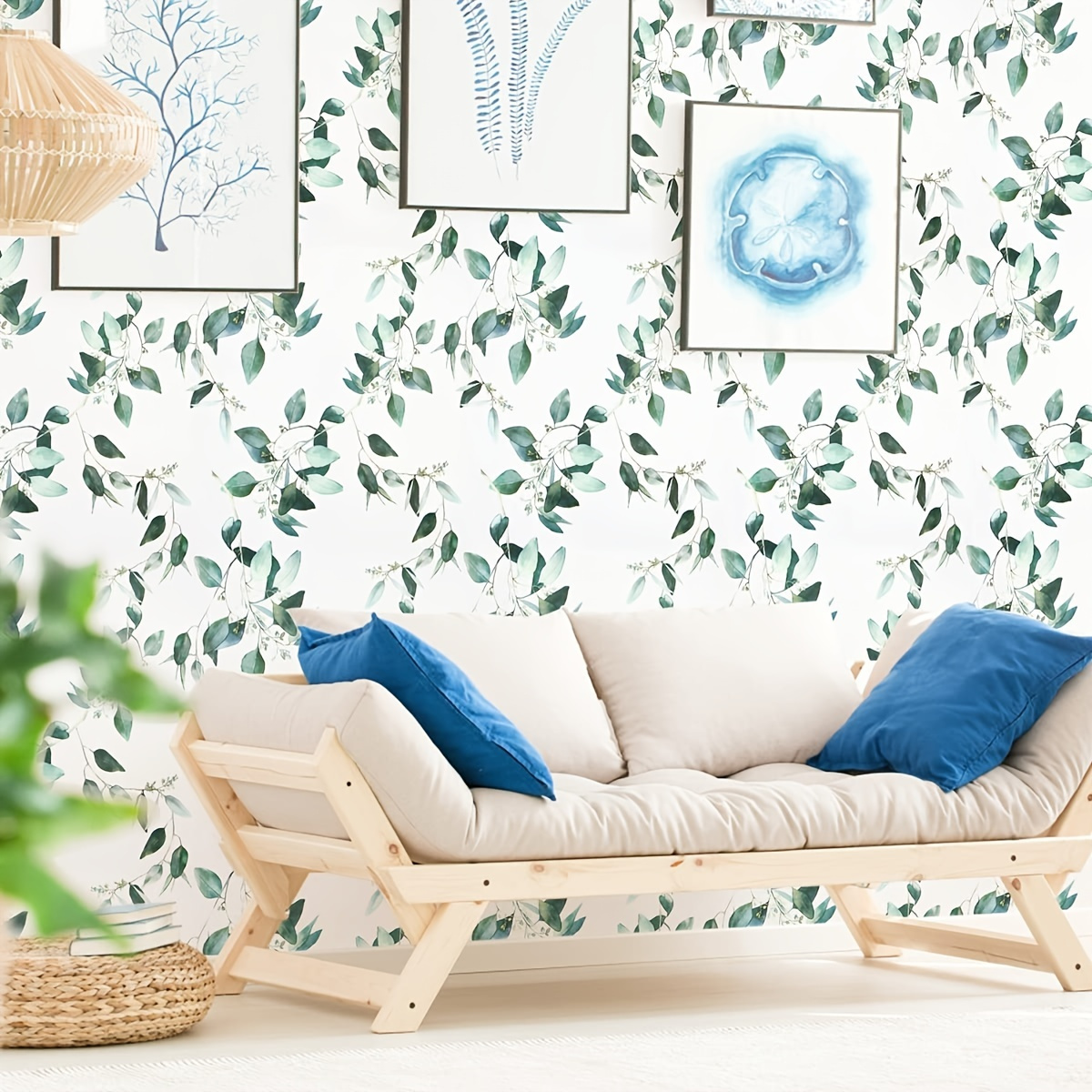 1 Roll Green Peel And Stick Wallpaper Plant Wallpaper Eucalyptus Leaf