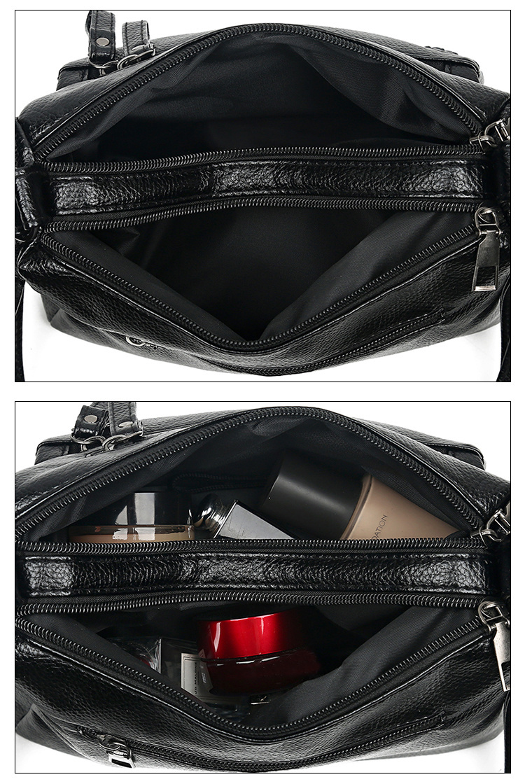 Middle Aged Women's Shoulder Bag, Soft Pu Leather Multi Zipper Crossbody Bag  For Travel - Temu
