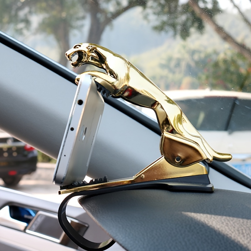 

Car Dashboard Phone Holder, Golden Leopard Phone Mount Bracket Clip, Gps Navigation 360° Rotation Retractable Phone Stand Rack For Car Interior