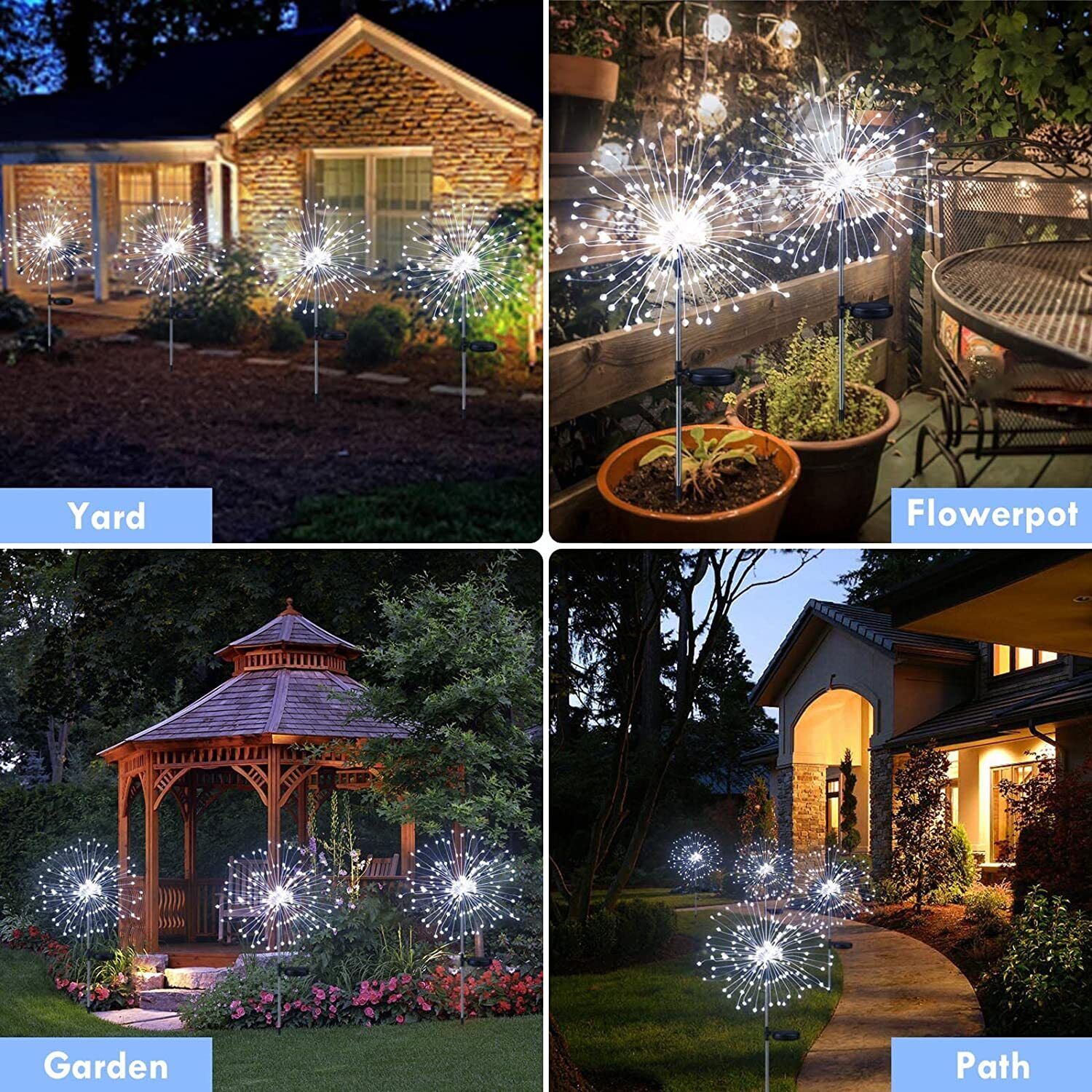 90/120/180/200 Led Solar Garden Lights Solar Firework Lights Temu