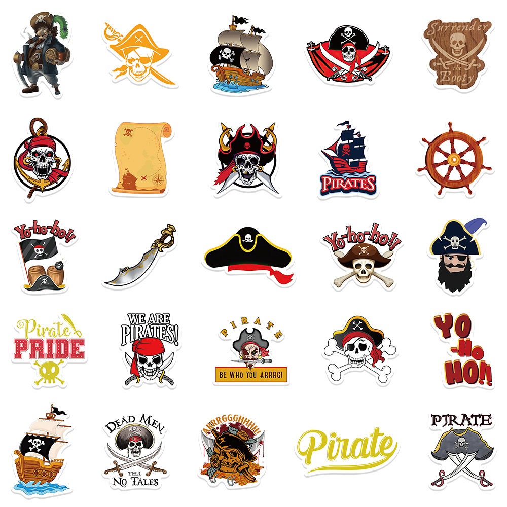 Cartoon Pirate Doodle Waterproof Stickers Diy Creative - Temu