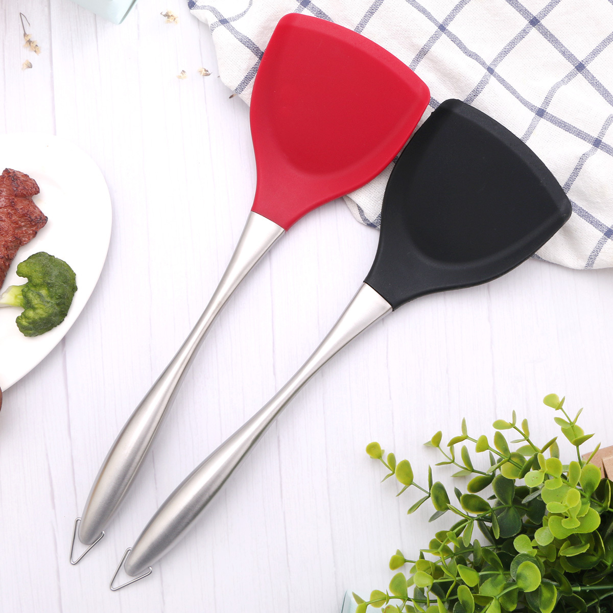 1pc Random Color Silicone Nonstick Fish Spatula, Kitchen Cooking