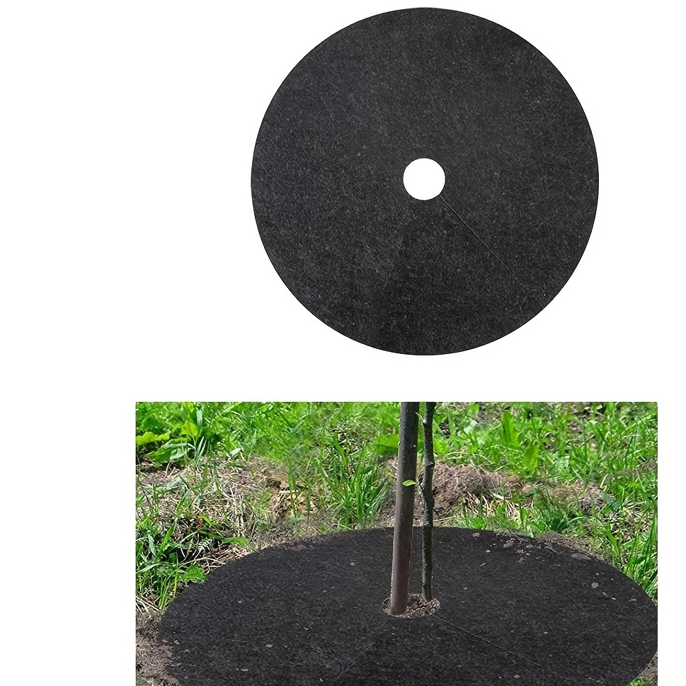 1 Pack 20.5 Inch Non-Woven Tree Mulch Ring- Thickened Tree Protector Mat Plant Cover  Round Anti Grass Gardening Fabric Cover For Weed Control Root Protection (Black)