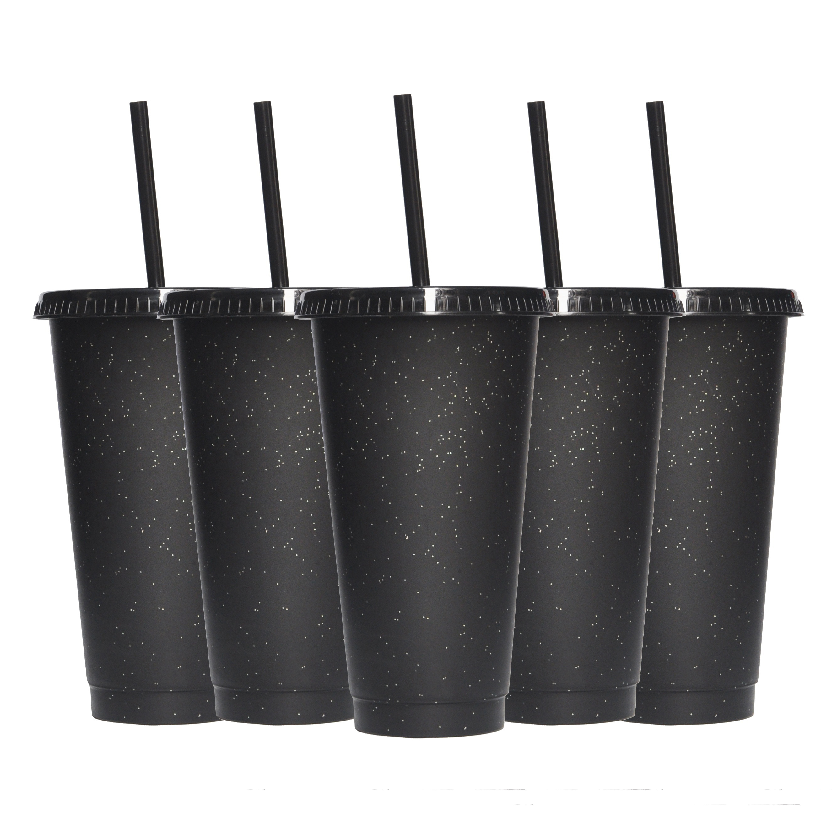 710ml Black White Straw Cup With Lid Coffee Cup Reusable Cups Plastic