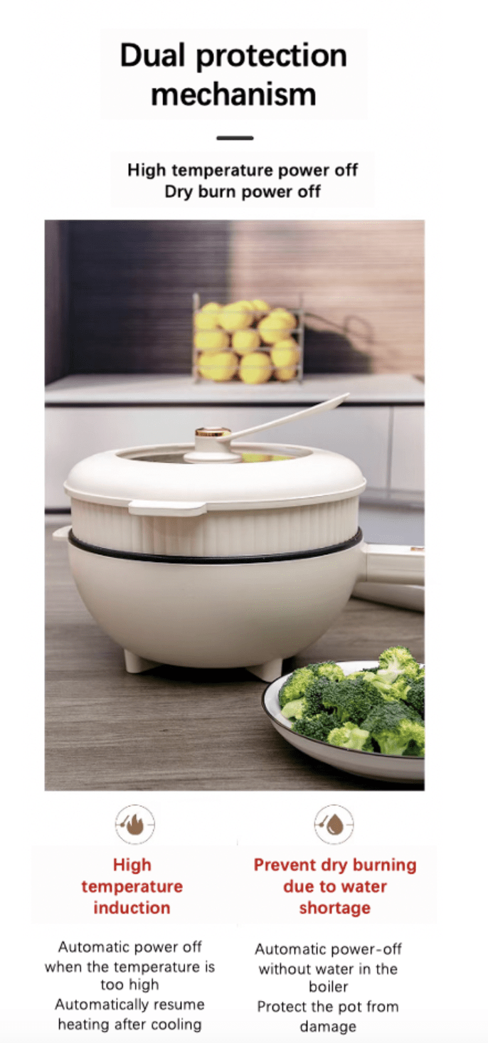 Large Capacity Multifunctional Electric Frying Pan with Non-Stick Coating  and Steamer Function - Perfect for Cooking, Hot Pot, and Steaming - 110V Pow