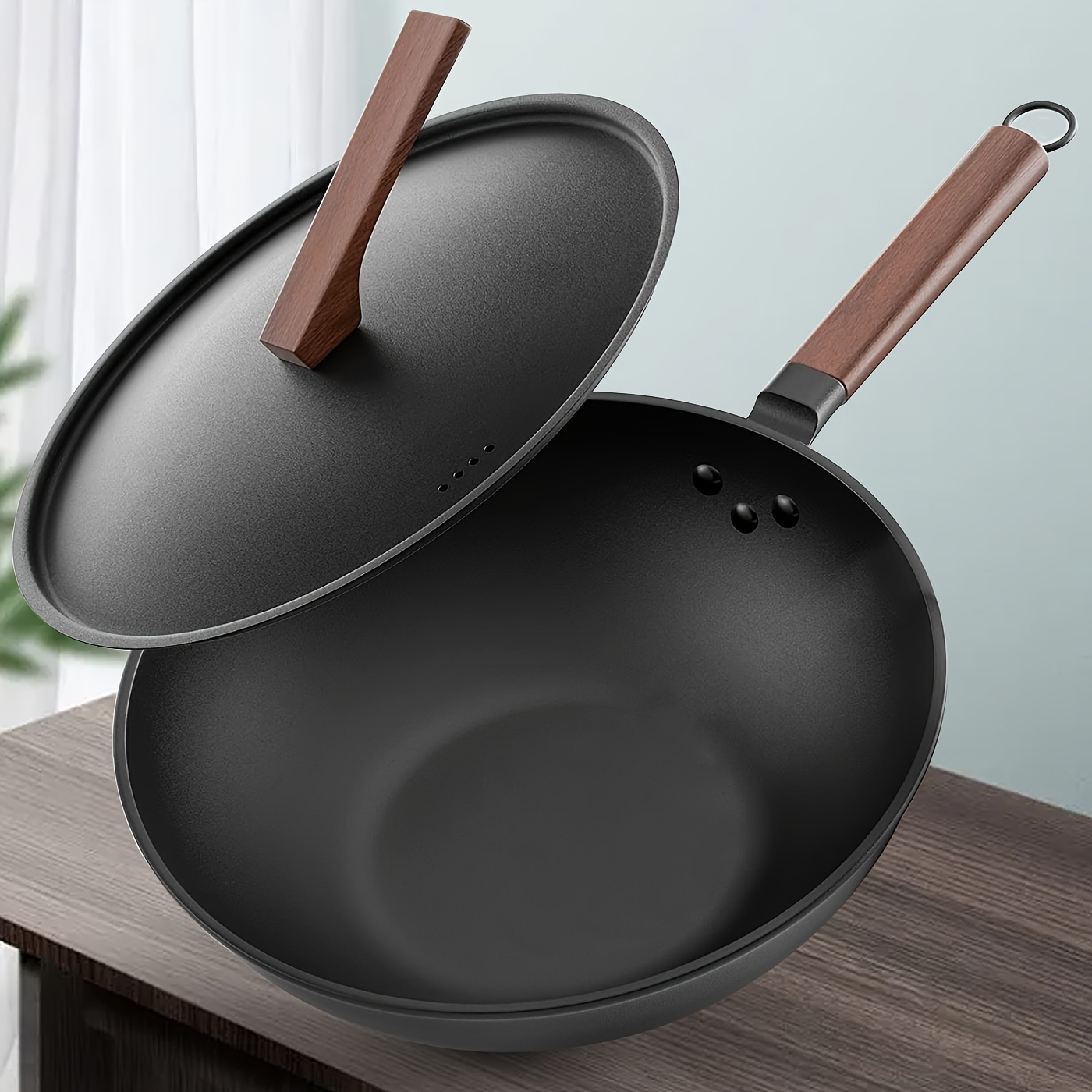 BrBrGo Wok Pan, 13" Carbon Steel Wok with Wooden Handle, Flat Bottom  Chinese Stir Fry Wok, 10 Pieces Set with Cooking Utensils, Frying Pan for  All Sto ドライバー、レンチ