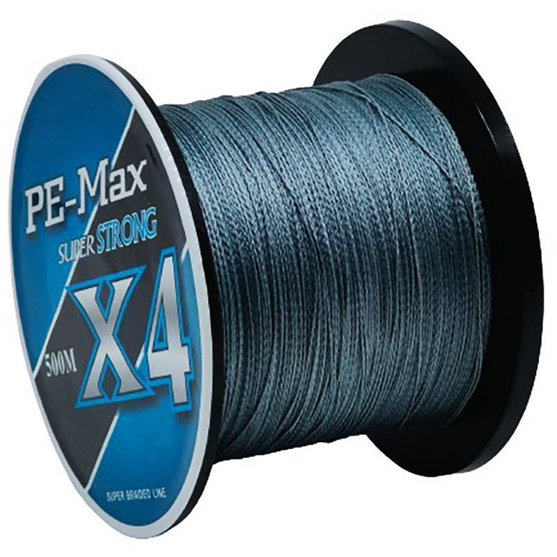 Durable 4 Strand Braided Fishing Line - 500m for Outdoor, Sea, Ice, River,  and Rock Fishing - 8-75LB Strength - Gray X4