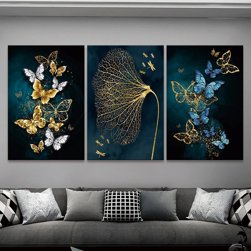 3pcs 7 9 11 8in Butterfly Leaf Wall Art Prints Wall Canvas Wall Poster ...