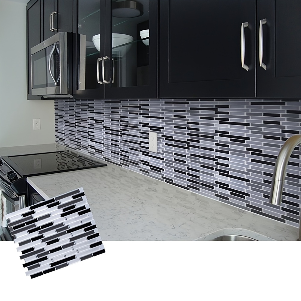 

10sheets Mosaic Self Adhesive Tile Backsplash Wall Sticker Vinyl Bathroom Kitchen Home Decor Diy