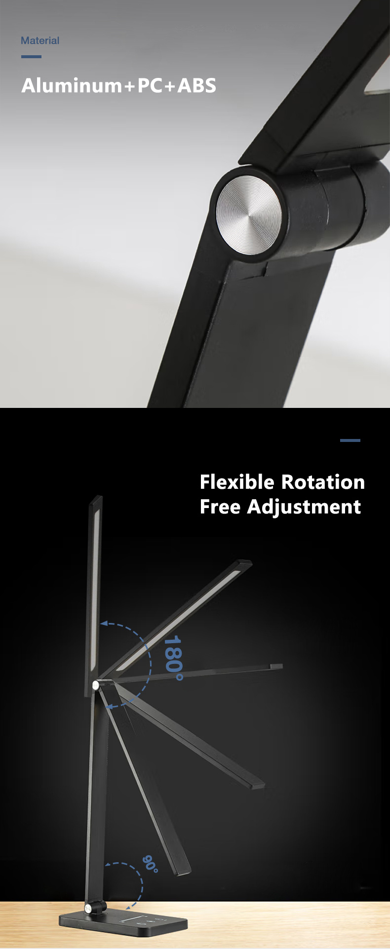 1pc led desk lamp with wireless charger dimmable led table lamp with wireless charger usb charging port color temperature selectable foldable black 7w come with 5ft cable wires details 2