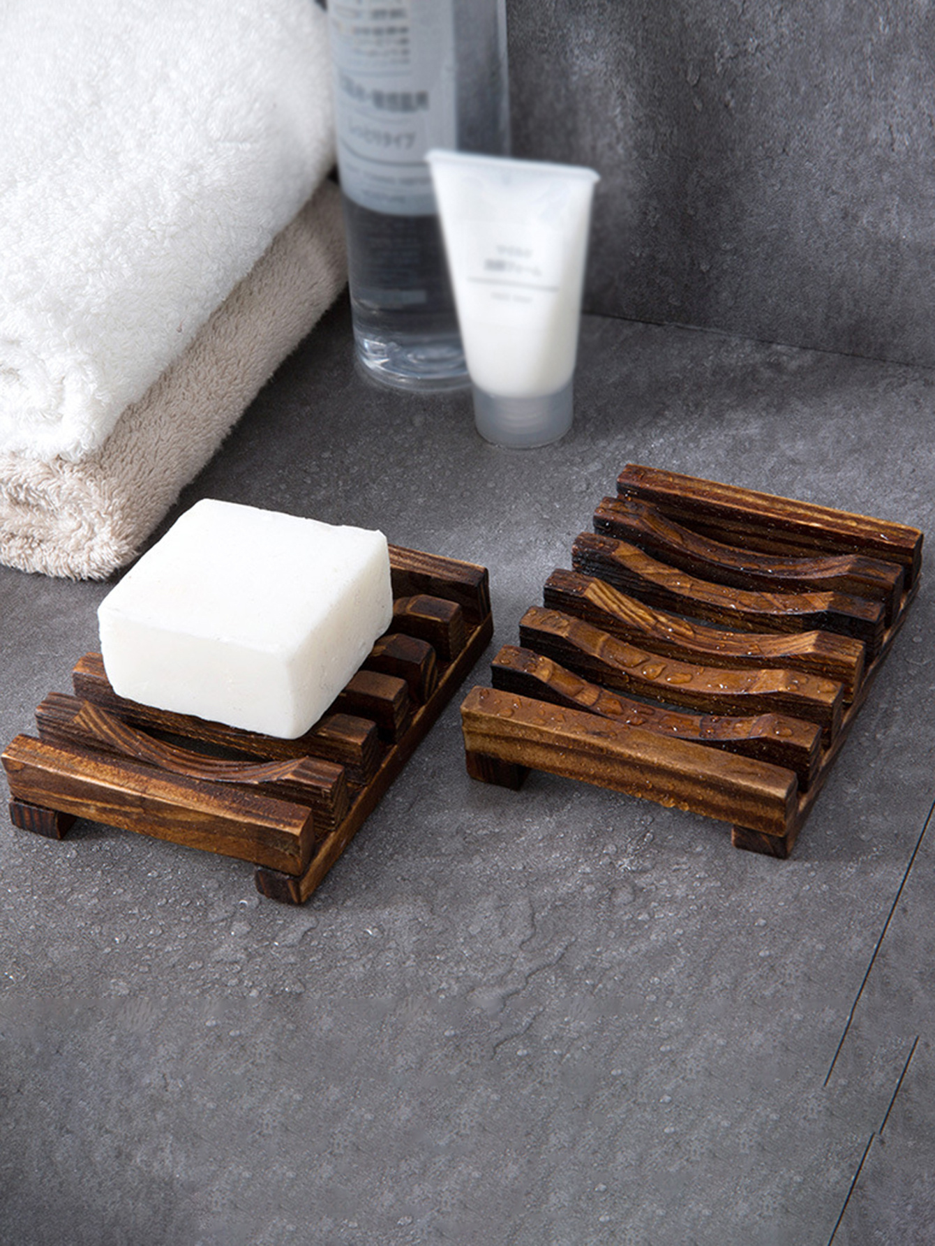 Wooden Soap Case Holder, Carbonized Bamboo Wooden Soap Holder, Wooden
