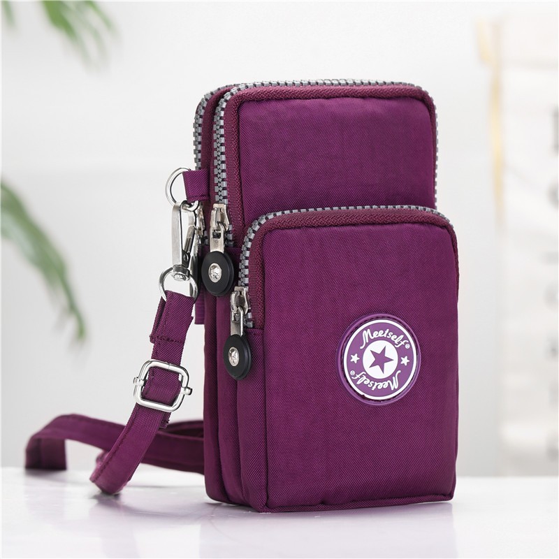 PULLIMORE Womens Small Crossbody Purse Nylon Zipper Cell Phone Messenger  Bags Shoulder Wallet Handbags (Purple)