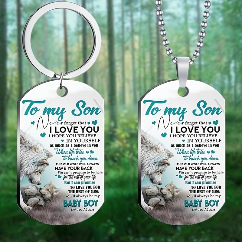 To My Son Keychain Mom To Son Cute Metal Key Chain Ring Necklace Pendant  Graduation Day Birthday Party Gift For Son Teen Boys - Temu