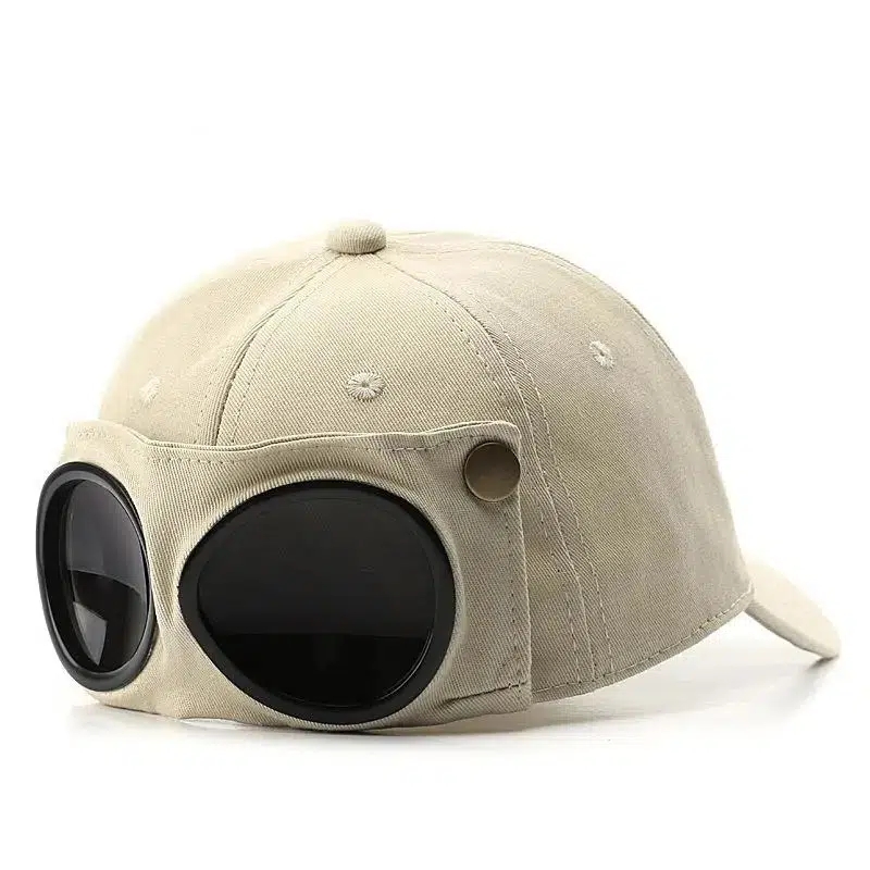 goggles baseball cap hat with foldable sunglasses peaked cap unisex retro pilot hat details 11