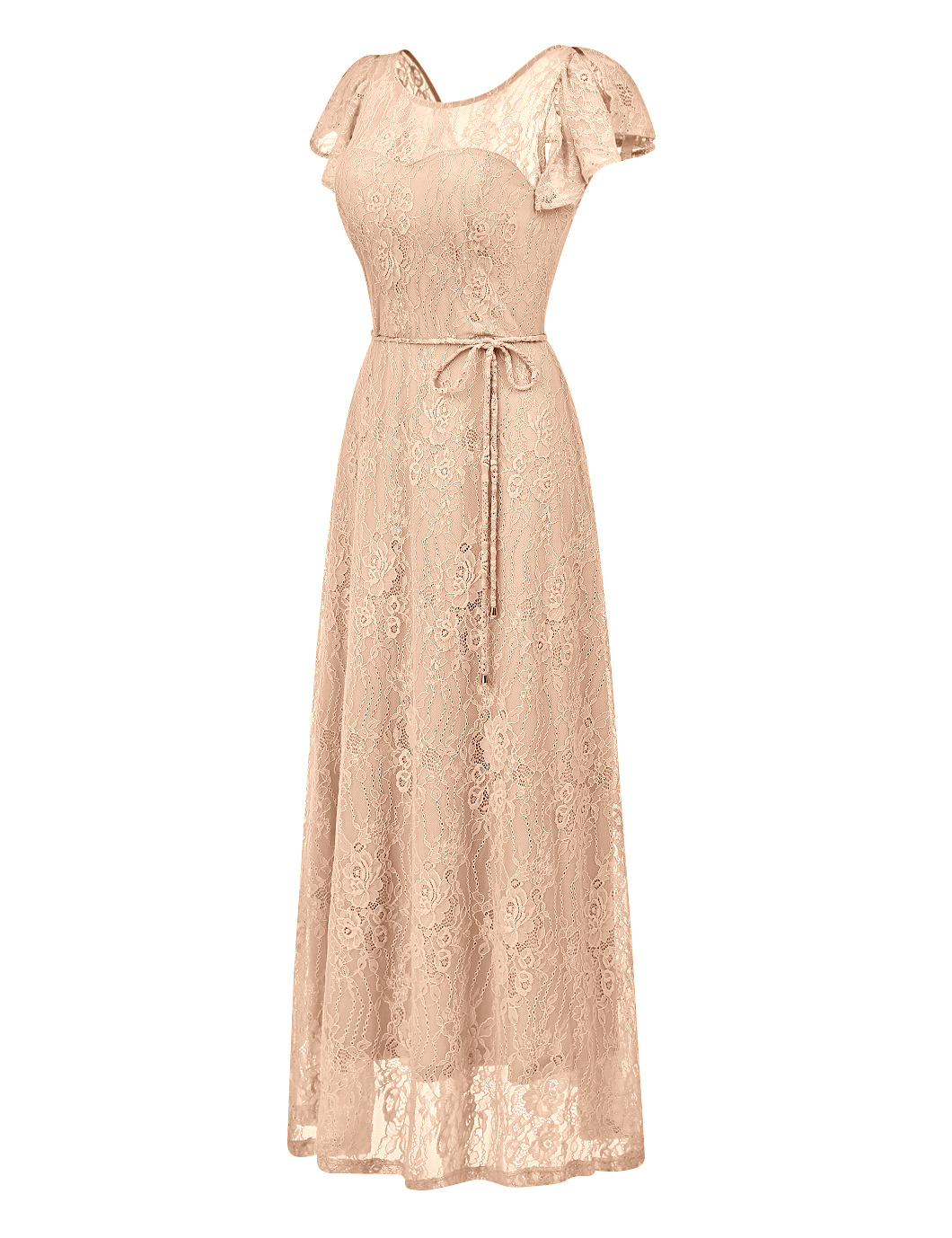 Round Neck Tie Front Long Sleeve Dress