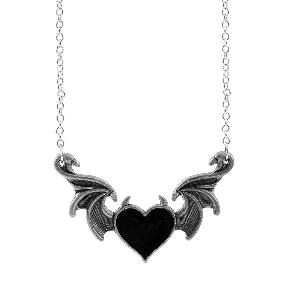 Goth Punk Heart Bat Wing Necklace, Men's Punk Hip Hop Pendant Chain ...