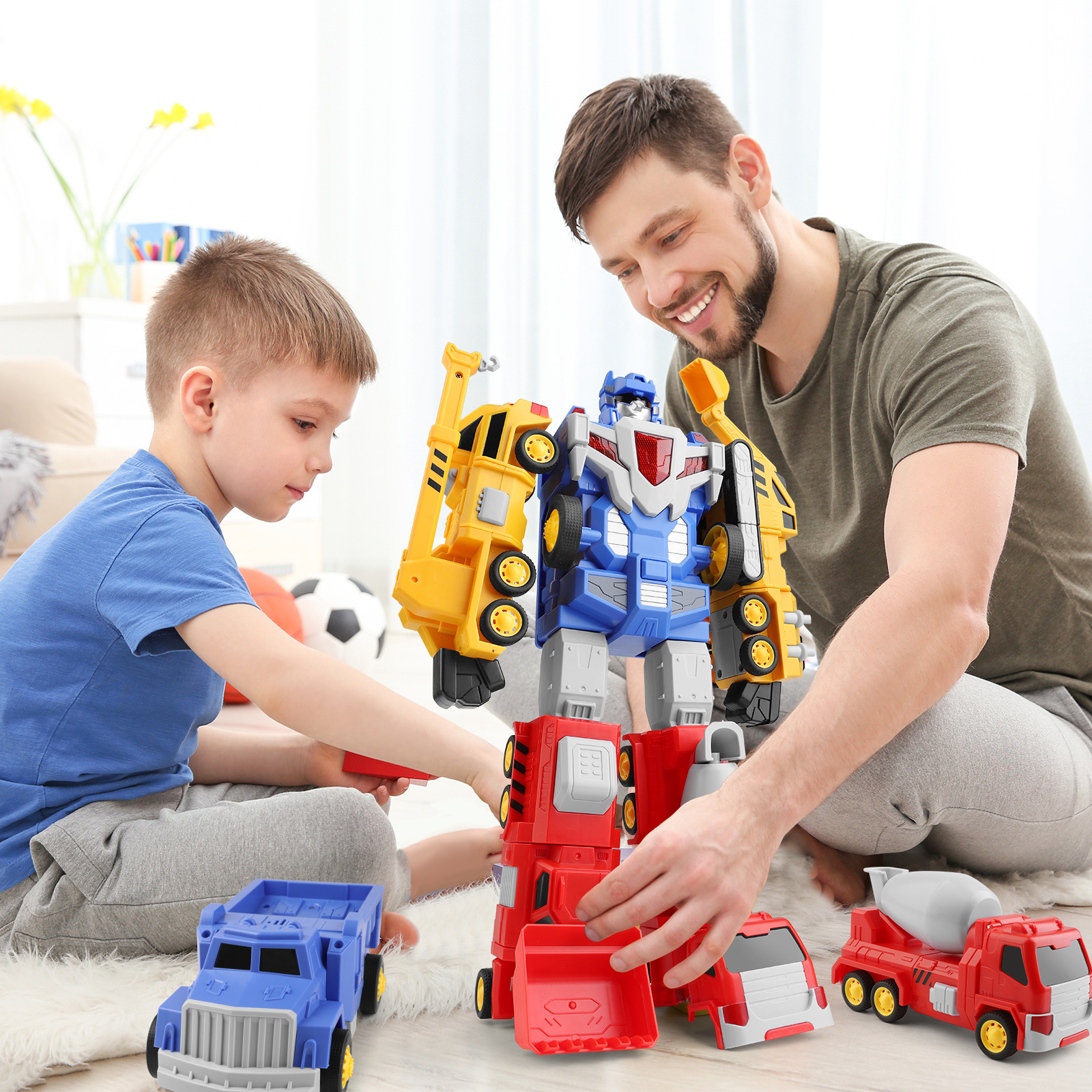 TEMI Camion Robot Enfants Jouets pour 3 4 5 6 7 ans Garçon - 5 Pack  Véhicules De Construction Véhicules De Construction Camion Transform Robot  Action Figure Construire Des Voitures Un Jouet pour 3-8 Ans :  : Jouets