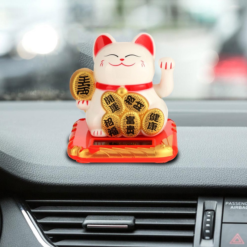 Solar Powered Waving Hand Money Cat Good Luck Wealth Fortune - Temu