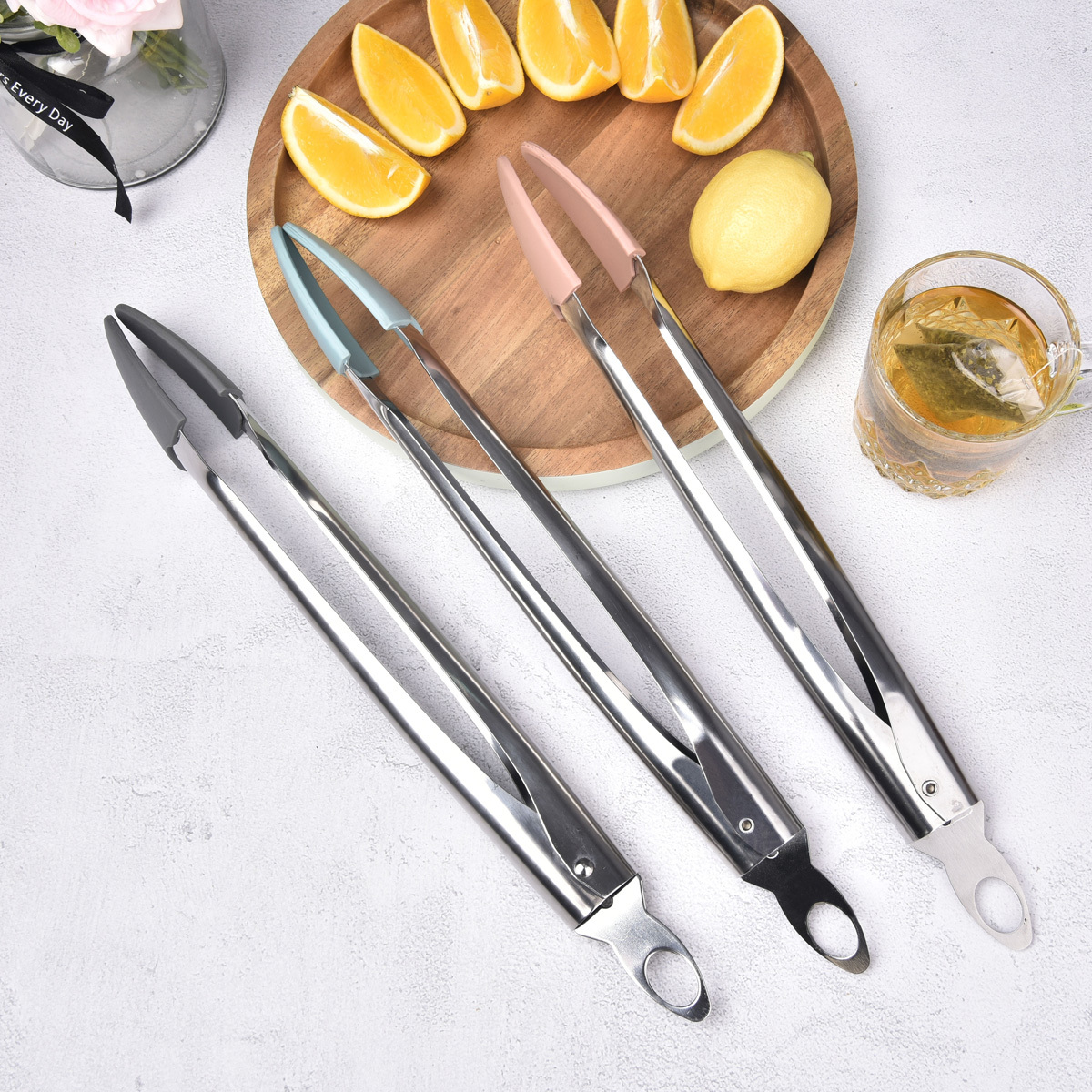 1pc Silicone Tongs Mini Kitchen Tongs With Silicone Tips Heat