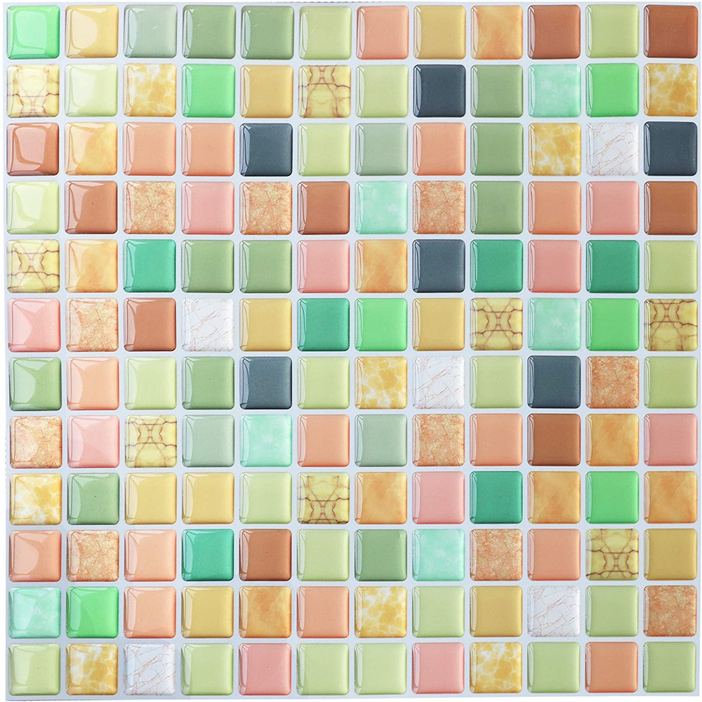 Yoillione 3D Mosaic Tile Sticker Removable Wallpaper Tile Yellow, 3D S